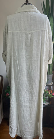 Bohemian Style 100% Cotton Linen Look Dress – Standard Size, Flowy & Chic