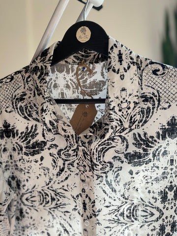 Stylish Patterned Khaki Viscose Long Sleeve Shirt for Effortless Elegance