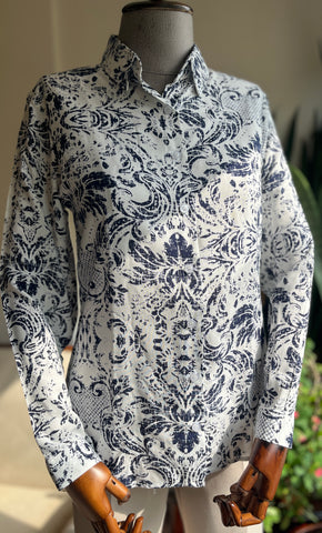 Stylish Patterned Viscose Long Sleeve Shirt for Effortless Elegance