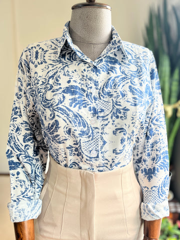 Stylish Patterned Viscose Long Sleeve Shirt for Effortless Elegance