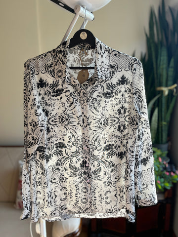 Stylish Patterned Khaki Viscose Long Sleeve Shirt for Effortless Elegance