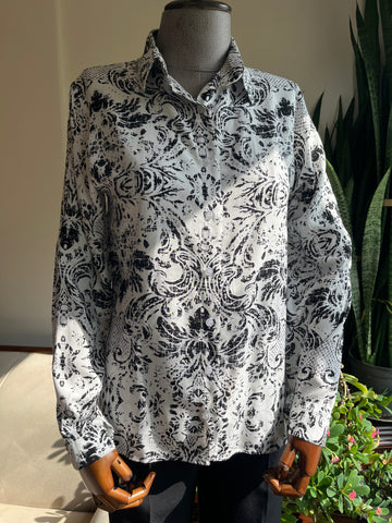 Stylish Patterned Viscose Long Sleeve Shirt for Effortless Elegance