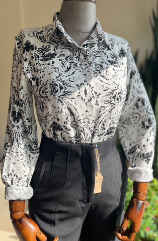 Stylish Patterned Viscose Long Sleeve Shirt for Effortless Elegance