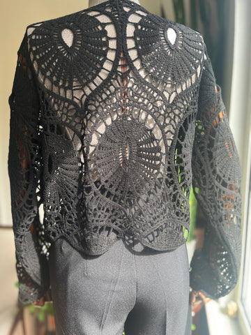 Elegant Crochet Lace Blouse - Standard Size, Stylish Women's Top for Any Occasion