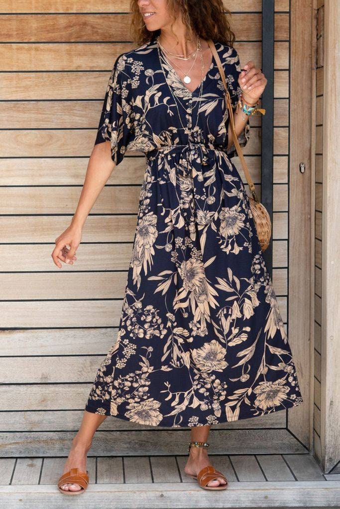 Maxi Dresses For Women With Sleeves, Half Sleeve Dress, Flower Dress Women, Summer Dresses For Women, Boho Dress Women, Maxi Boho Dresses