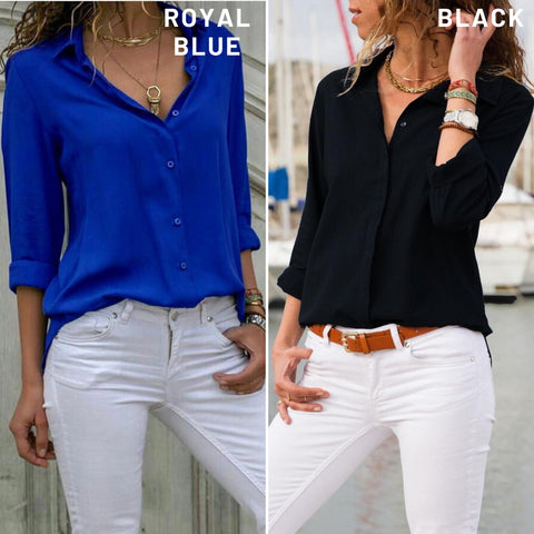 Basic Women Shirt-Long Sleeved Top-Buttoned Shirt-Designer Women Top-Button Down Shirt-Womens Top-Casual Top- Office Blouse-Casual Top