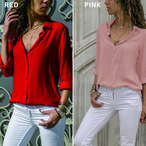 Basic Women Blouse-Long Sleeved Top-Buttoned Shirt-Designer Women Top-Button Down Shirt-Womens Top-Casual Top- Office Blouse-Casual Top