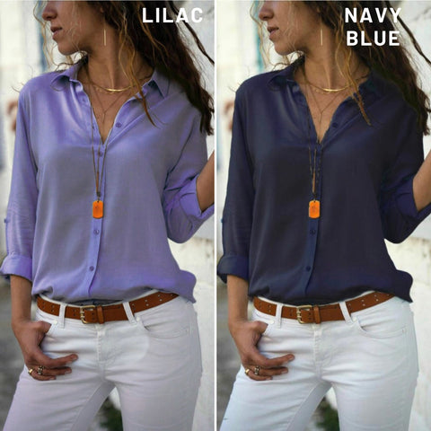 Basic Office Blouse-Long Sleeved Top-Buttoned Shirt-Designer Women Top-Button Down Shirt-Womens Top-Casual Top- Office Blouse-Casual Top