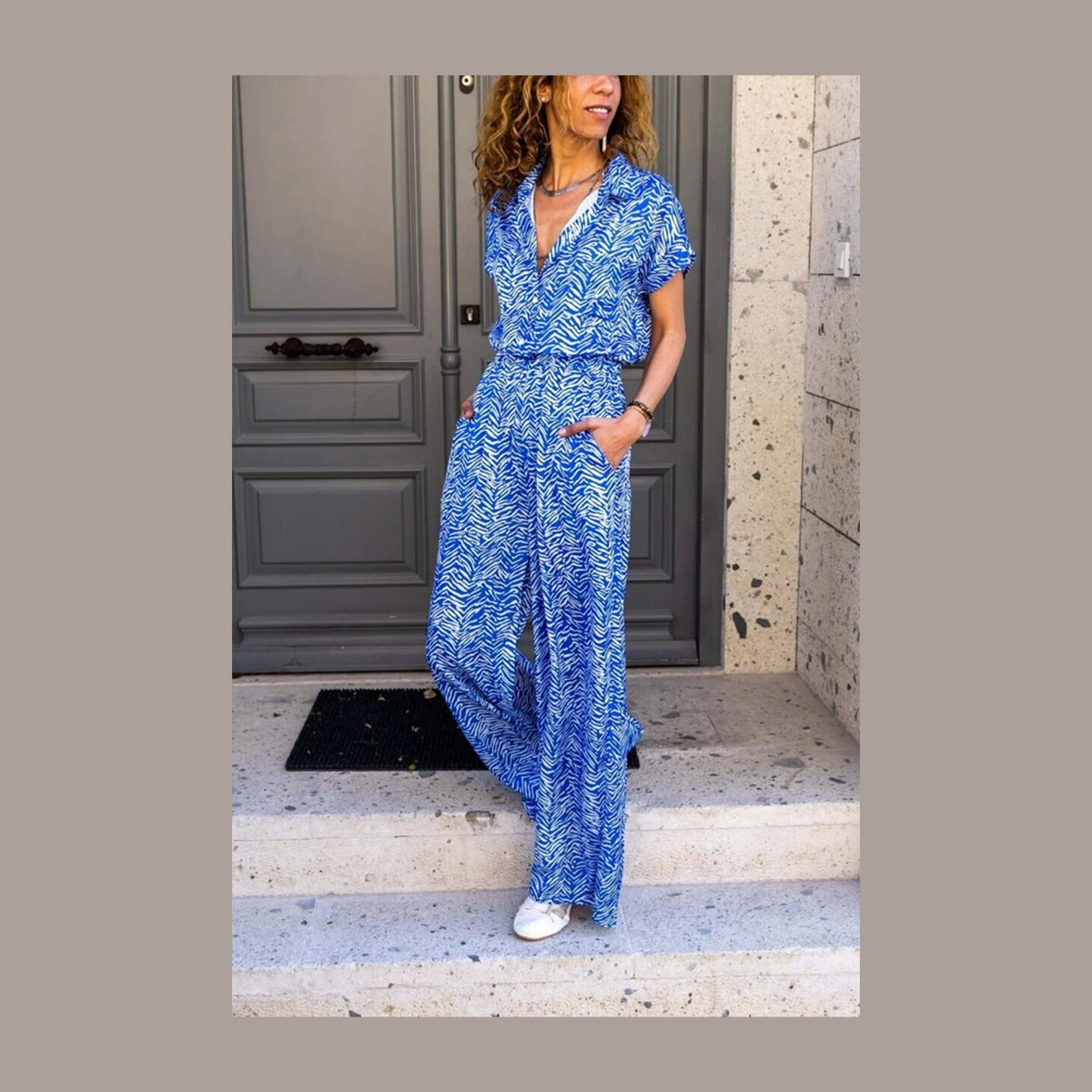 Elastic Waist Pockets Wide Leg Jumpsuit,Cotton Overalls,Casual Jumpsuit,Summer,Loose Jumpsuit,Hippie Jumpsuit Wide Leg Jumpsuit(Rompers)