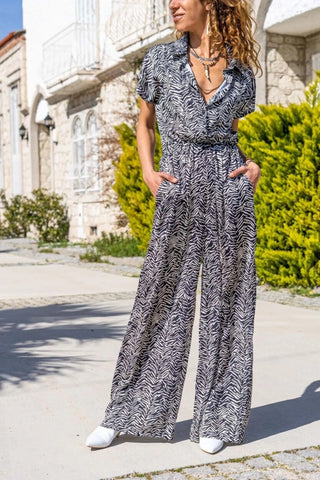 Elastic Waist Pockets Wide Leg Jumpsuit,Cotton Overalls,Casual Jumpsuit,Summer,Loose Jumpsuit,Hippie Jumpsuit Wide Leg Jumpsuit(Rompers)