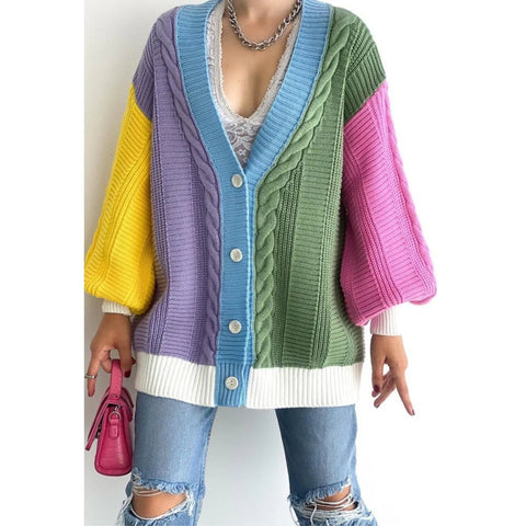 Colorful New Season Loose Oversize Knitwear Cardigan,Crochet Cardigan,Vintage Cardigan, Gift For Her,knitted cardigan,Boho Cardigan 3