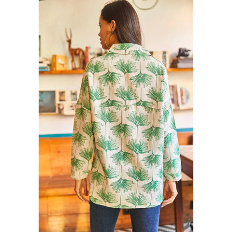 Oval Bat Oversize Linen Viscose Woman Blouse With Pocket,Vintage Blouse,Floral Pattern Blouse, Gift For Her, Collar Blouse,Boho Blouse