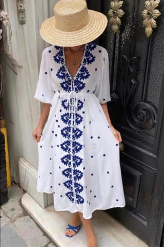 Embroidered Ethnic Pattern Authentic Woman Dress,Gift For Her,Boho Dress,Vintage Dress,Woman Linen Dress,Young Woman Dress