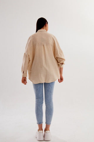Sequins And Embroidery Oversize Shirt, Embellished Sparkly Casual Wear, Effortlessly Chic,Versatile Sequin Top,Boho Chic Style,Modern Hippie