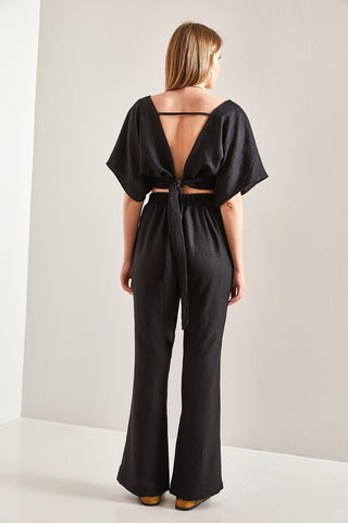 Summer Tied Linen Suit, Casual Vintage Linen Suit, Linen Top and Pants, Natural Fiber Suit, Double Team